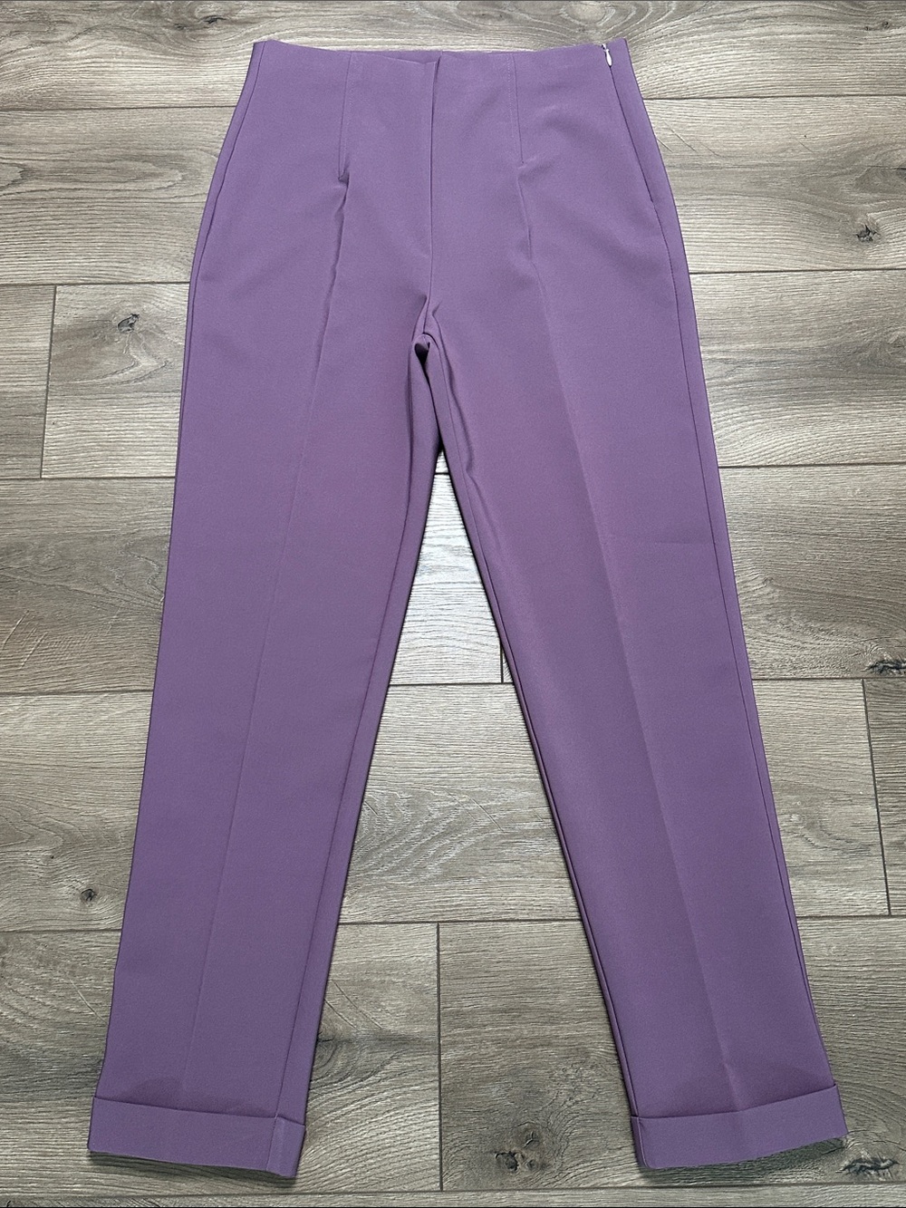 Sandro‎ Ferrone High Rise Tailored Italian Luxury Trouser Pants Purple Medium
